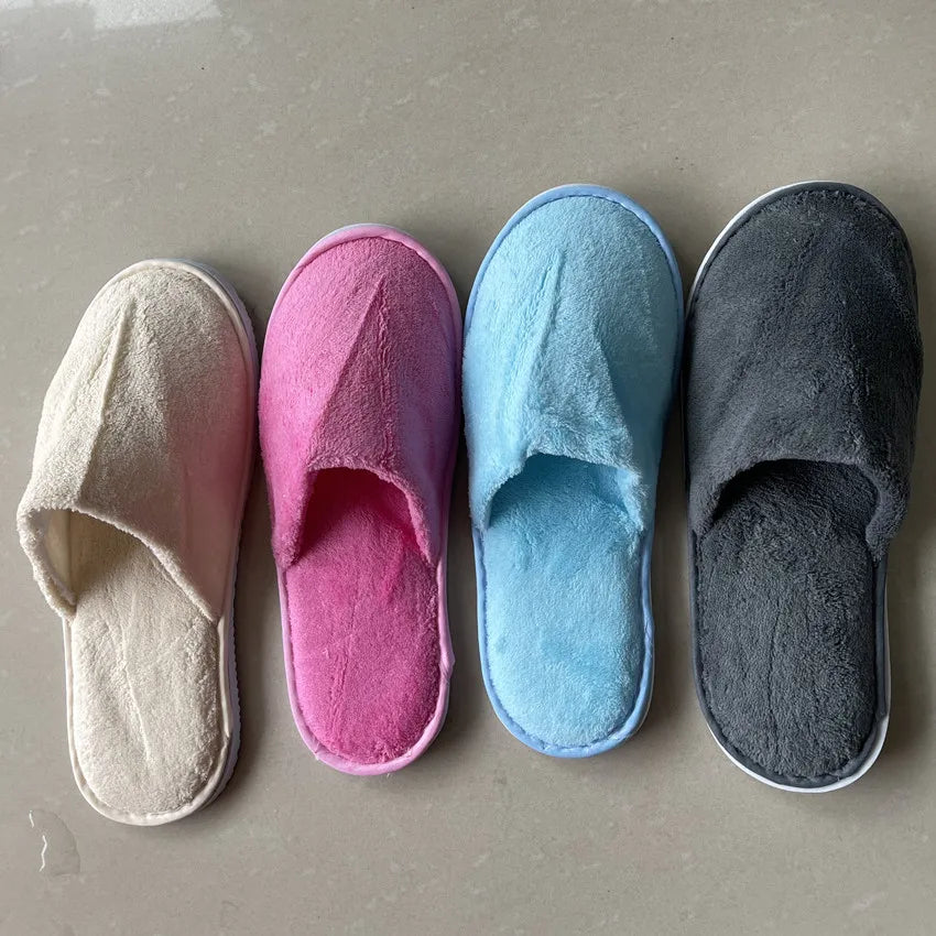 4Pairs/Lot Men Women Kids Disposable Hotel Guest Slippers Cotton Slides Home Travel SPA Slipper Hospitality Cheap Footwear