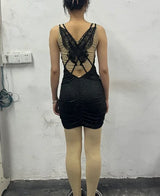 Glitter Butterfly Hollow-Out Bodycon Dress | Chic Night-Out Mini