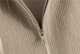 2025 new women's Knitted Cardigan High Waisted Buttocks Wrapped  Skirt 2 Piece Suits Luxury Hot Diamond Fashion Sets