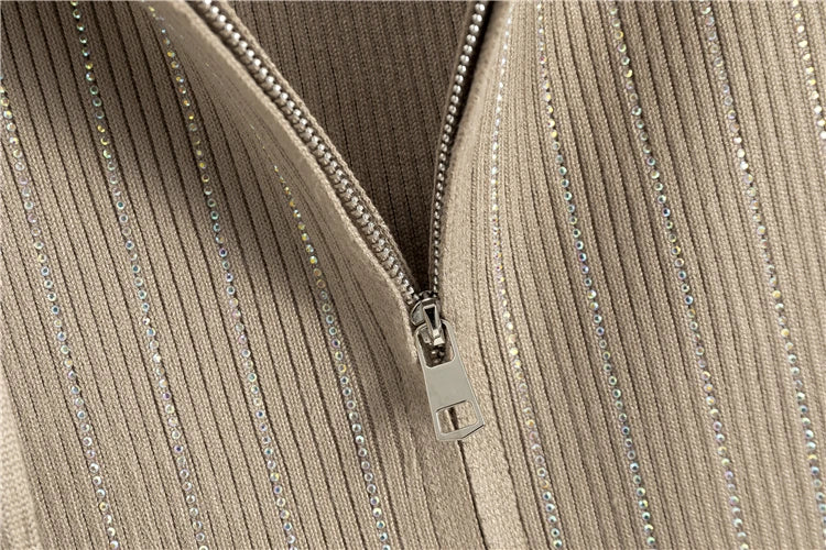 2025 new women's Knitted Cardigan High Waisted Buttocks Wrapped  Skirt 2 Piece Suits Luxury Hot Diamond Fashion Sets