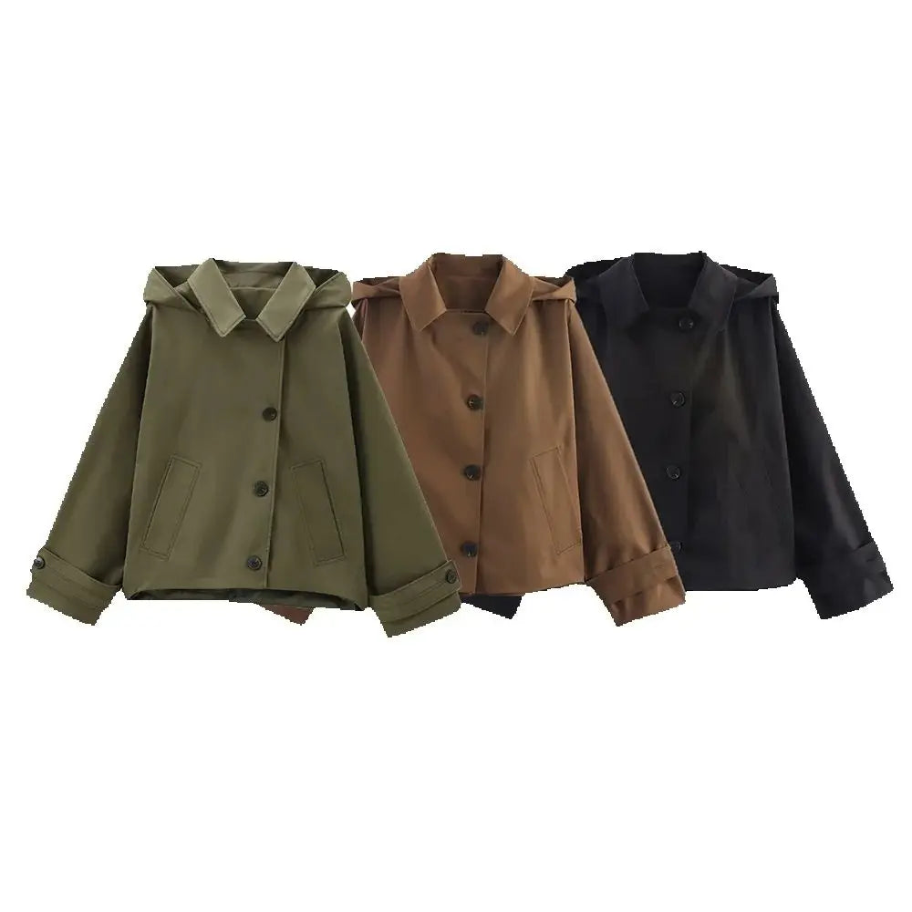 European Style Hooded Trench Jacket