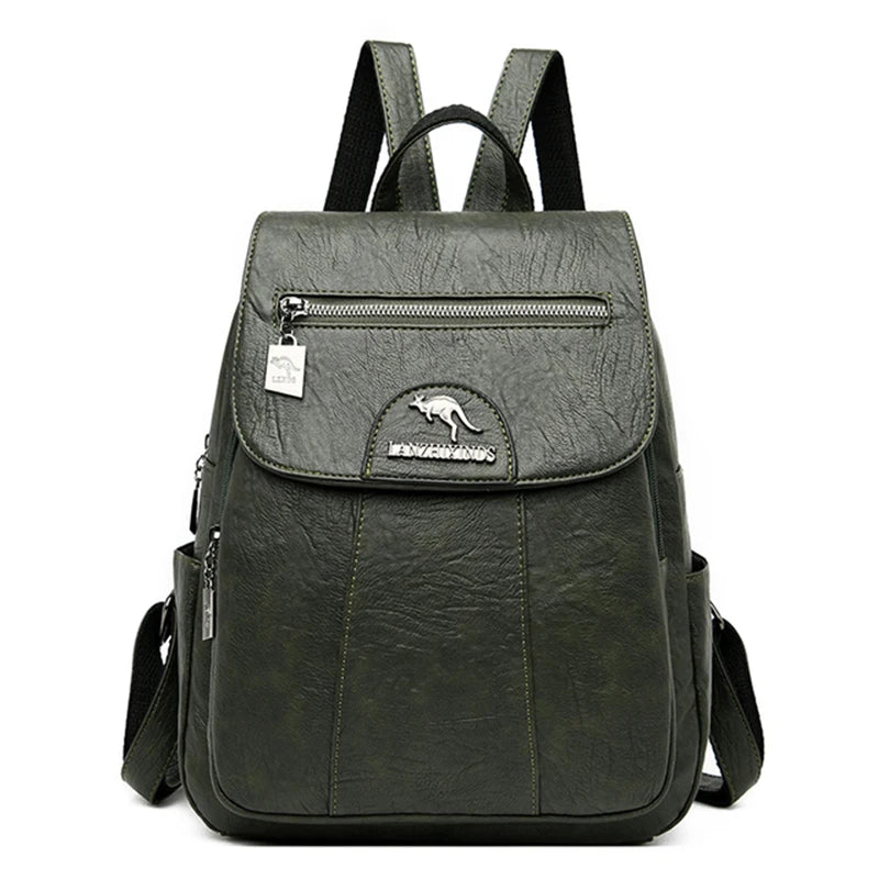 Women's Leather Backpack with Organizer Pockets
