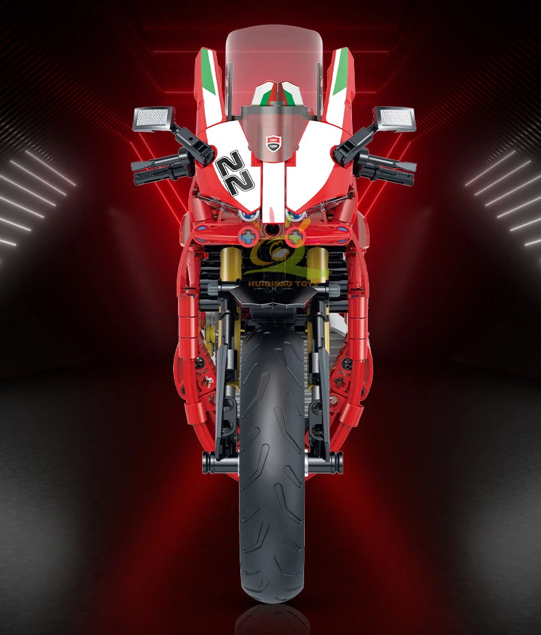 HUIQIBAO 1:8 Classic Motorbike Building Blocks High-tech Model Moto City Racer Bricks Toy for Kid Boy Children Adult MOC Car Set