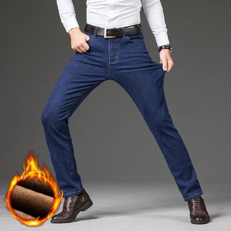 Men's Fleece-Lined Stretch Straight-Leg Jeans