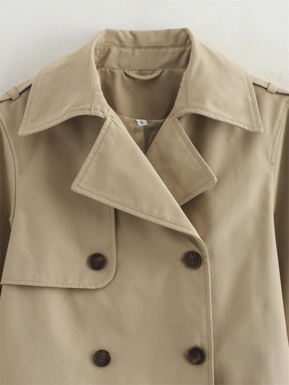 Vintage Cropped Double-Breasted Trench