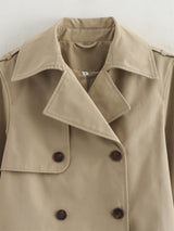 Vintage Cropped Double-Breasted Trench