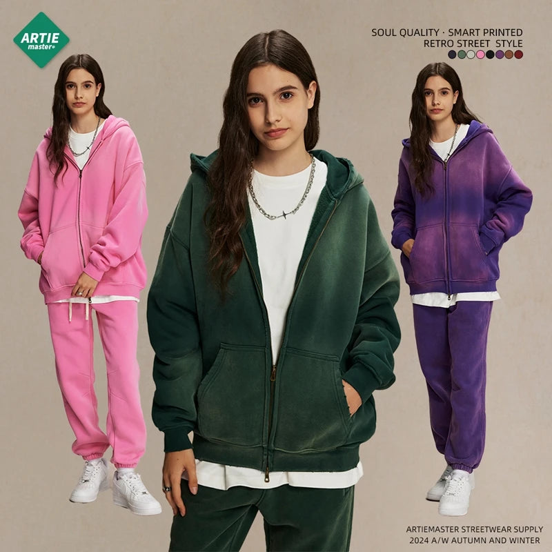 Men’s Oversized Tie-Dye Fleece Zip-Up Hoodie
