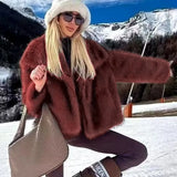 Gradient Faux Fox Fur Overcoat