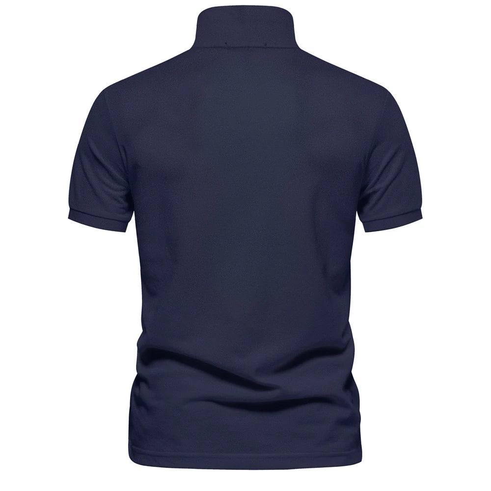 Men's Cotton Polo Shirt – Solid Colors, Relaxed Fit
