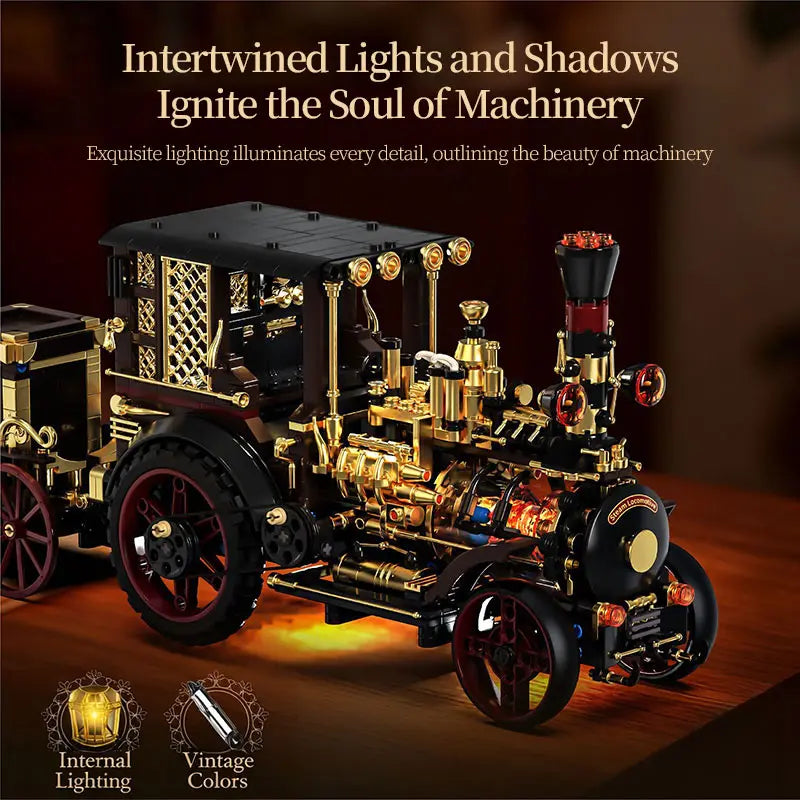 1331-Piece Vintage Steam Car Building Block Set