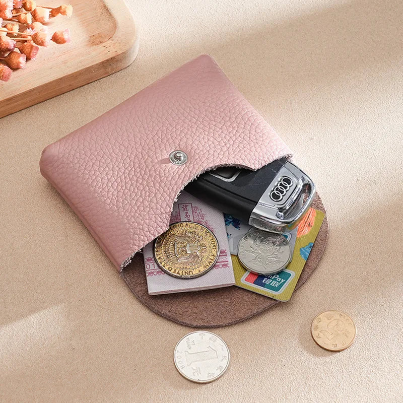 Custom Letters Fashion Women Short Wallet Genuine Leather Double Wallet Small Coin Purse Mini Credit Card Holder Key Storage Bag