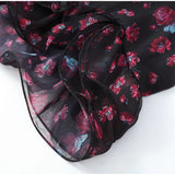 Women Red Floral Printed Mini Dress V-neck Short Sleeved Puff Sleeve Waist Trim Ruffle Slit Hem Dresses 2026 Summer Party Gown