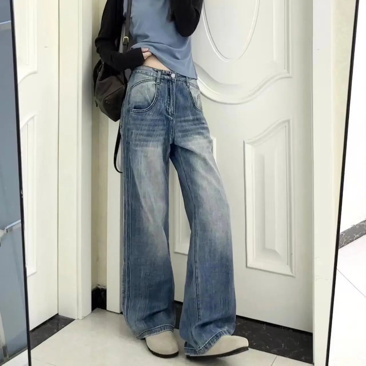 Gothic Punk Wide-Leg Cargo Jeans | Y2K Baggy Denim