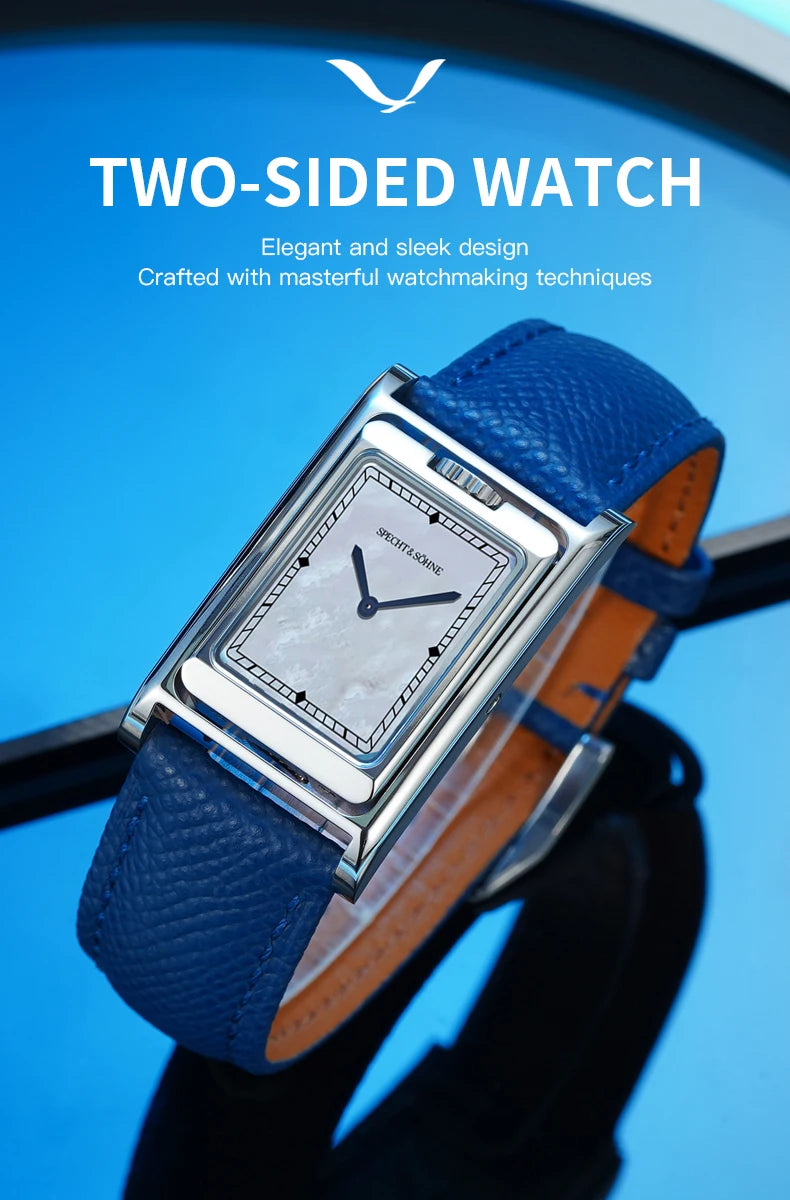 2026 Specht & Söhne New Fashion Square Quartz Watch Double Face Men's Watches Stainless Steel Sapphire CrystaReloj Hombre 24.5MM