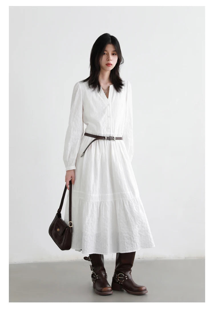 CHIC VEN Women Dress Sets A Line Long Sleeve Solid Loose Casual Female Long Dress with Knitted Vest Spring Autumn 2026