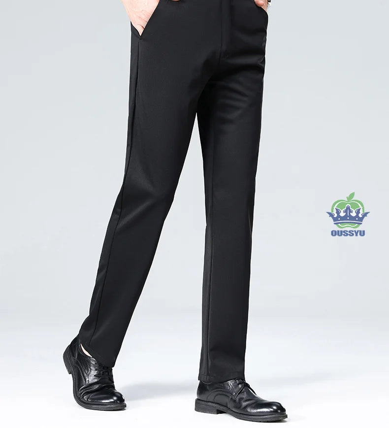 Men's Stretch Suit Pants — Slim Straight Business Formal Trousers