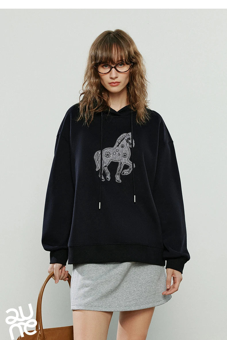 Women's Embroidered Relaxed-Fit Hoodie