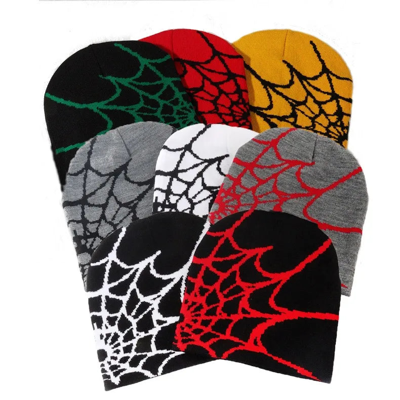 Spider Embroidered Knit Beanie – Y2K Winter Hat