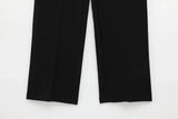 TFMLN Fashion Set For Women Summer 2025 New Slim Lapel Zipper Short Sleeve Coat Top Wide Leg Pants Two Piece Set Leisure Black