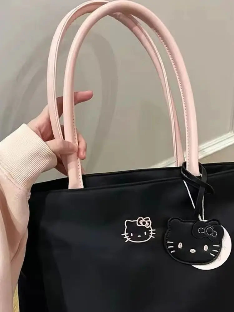 Large-capacity Tote Bag with Kitty embroidery, lightweight Underarm Handbag for Women, Cute and Exquisite, Suitable for Young Gi