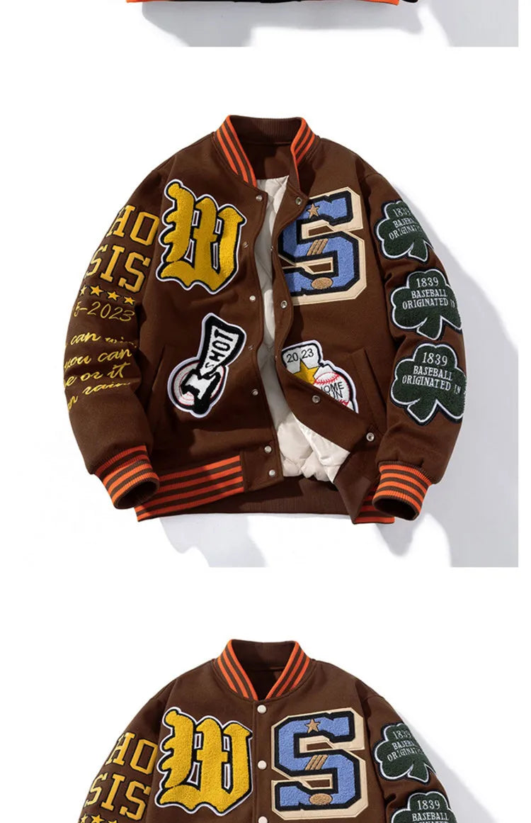 Retro Embroidery Varsity Jacket