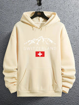 Men's Mountain Print Fleece Hoodie