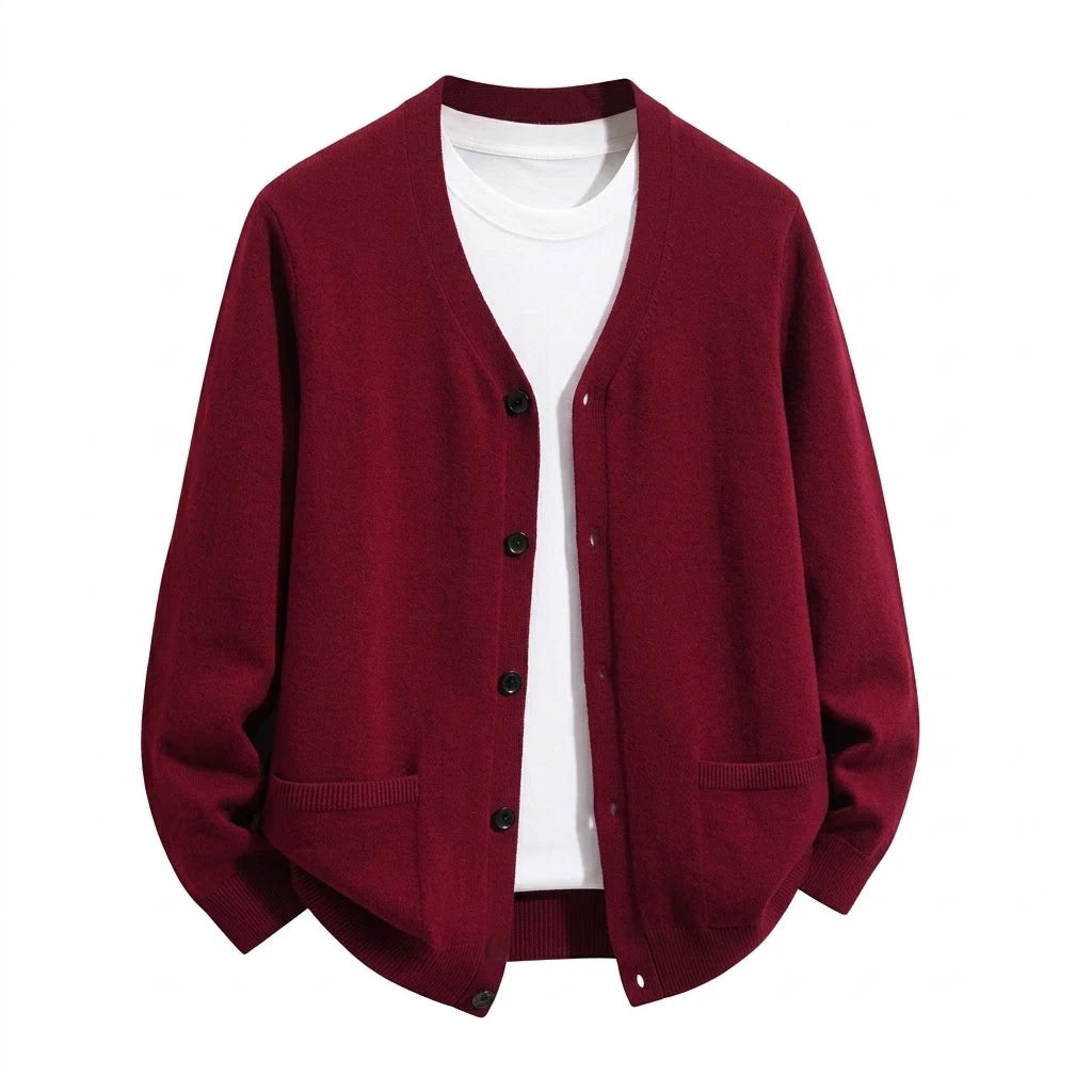 Men’s V-Neck Button Cardigan with Pockets