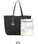 CH Fashion Women's Large Capacity Tote Bag Monogram Embossed Handbag with Metal Daily Commute Work Shoulder Bag