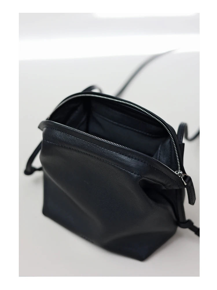 Women's Real Leather Crossbody Bags Luxury Designer Soft Black Shoulder Bag Cowhide Small Size Versatile Fashion Purses