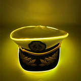 New Luminous White Sailor Captain Yacht Caps Wheat Embroidery LED Glow Navy Marine Hat Men Women Cosplay Halloween Costume Hats