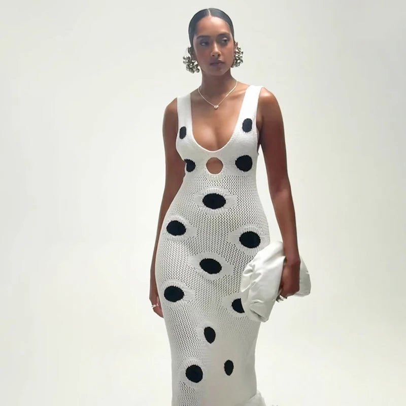 Knitted Tassel Splicing Maxi Dress