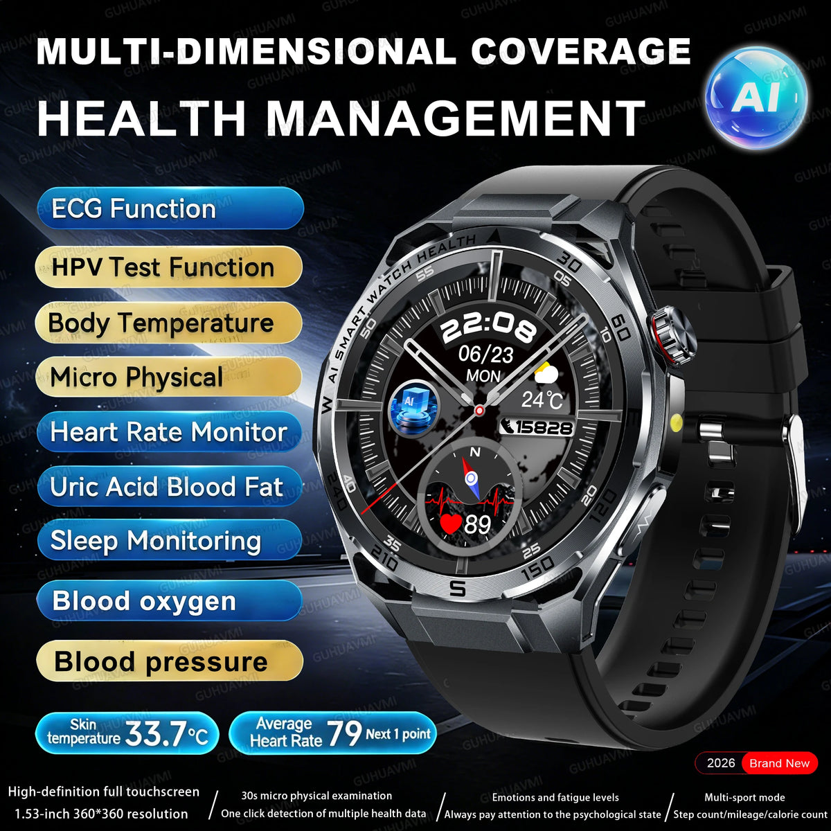 ECG+PPG Advanced Health Smart Watch for Men & Women
