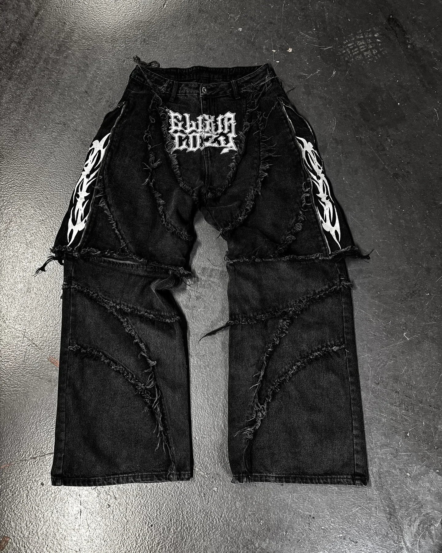 Y2K Patchwork Stripe Fur-Trim Jeans