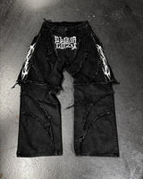 Y2K Patchwork Stripe Fur-Trim Jeans