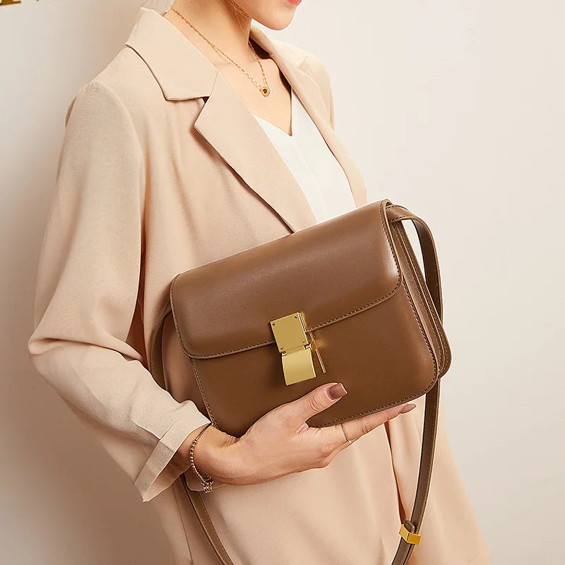 Women’s Genuine Leather Shoulder Bag 2025 Trend Brand Small Square Bags Luxury Designer Handbag Fashion Messenger BagsTofu Bags