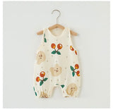 Summer Baby Girls Romper Cartoon Bear Newborn Jumpsuits Infant Sleeveless Muslin Clothing for Boys Printed Outfits