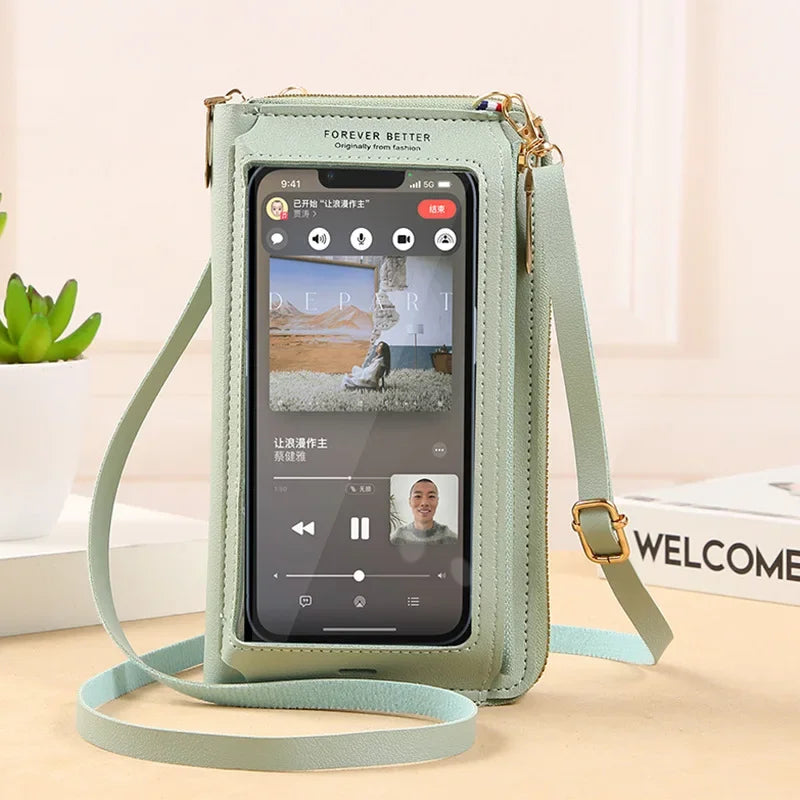Women Crossbody Bags Touch Screen Cell Phone Purse 2023 Fashion Shoulder Bag Mobile Mini Wallet Card Holder Handbag for Female