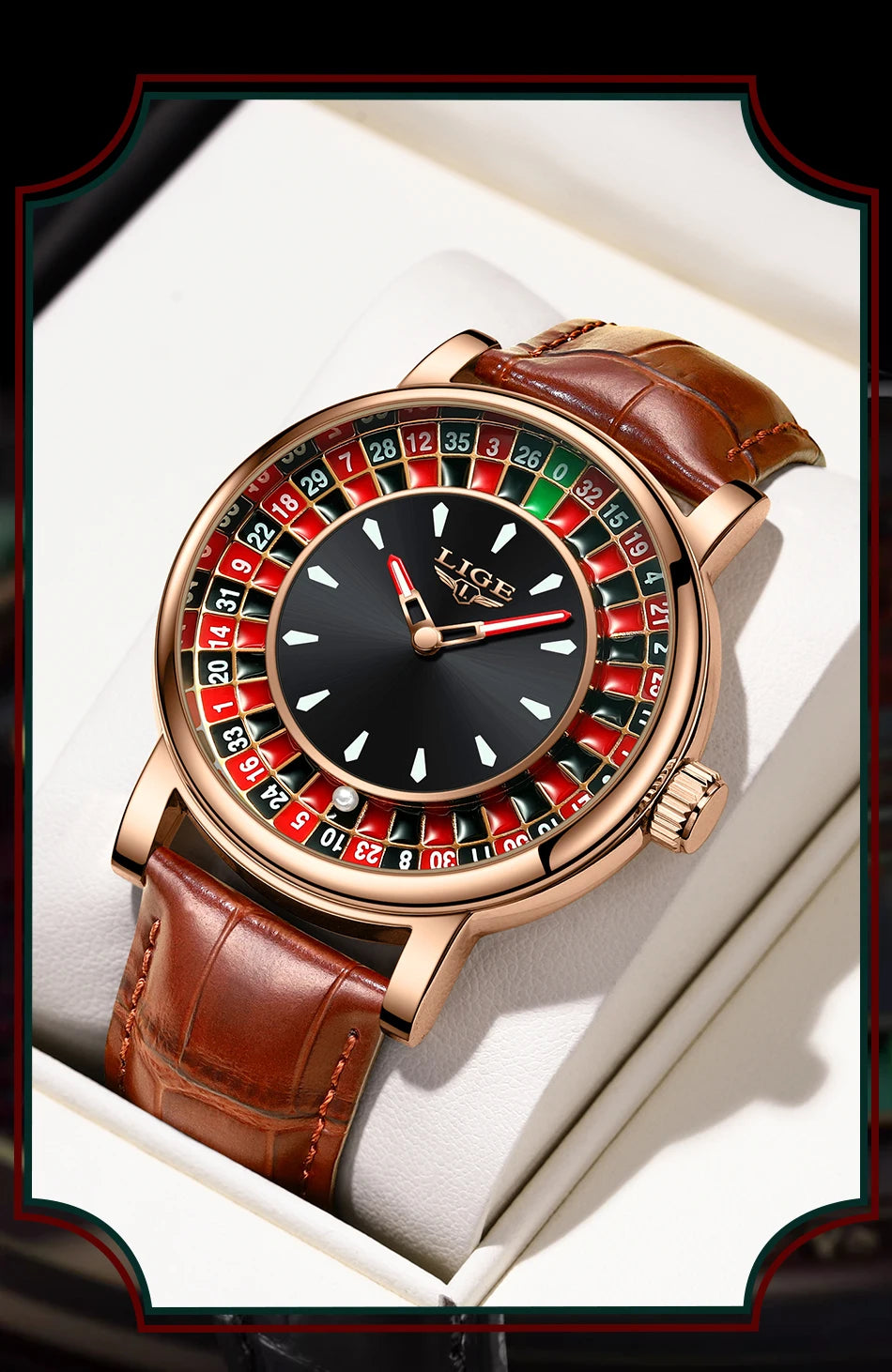 LIGE Men's Rotating Dial Quartz Watch — Luminous, Waterproof, Creative Design