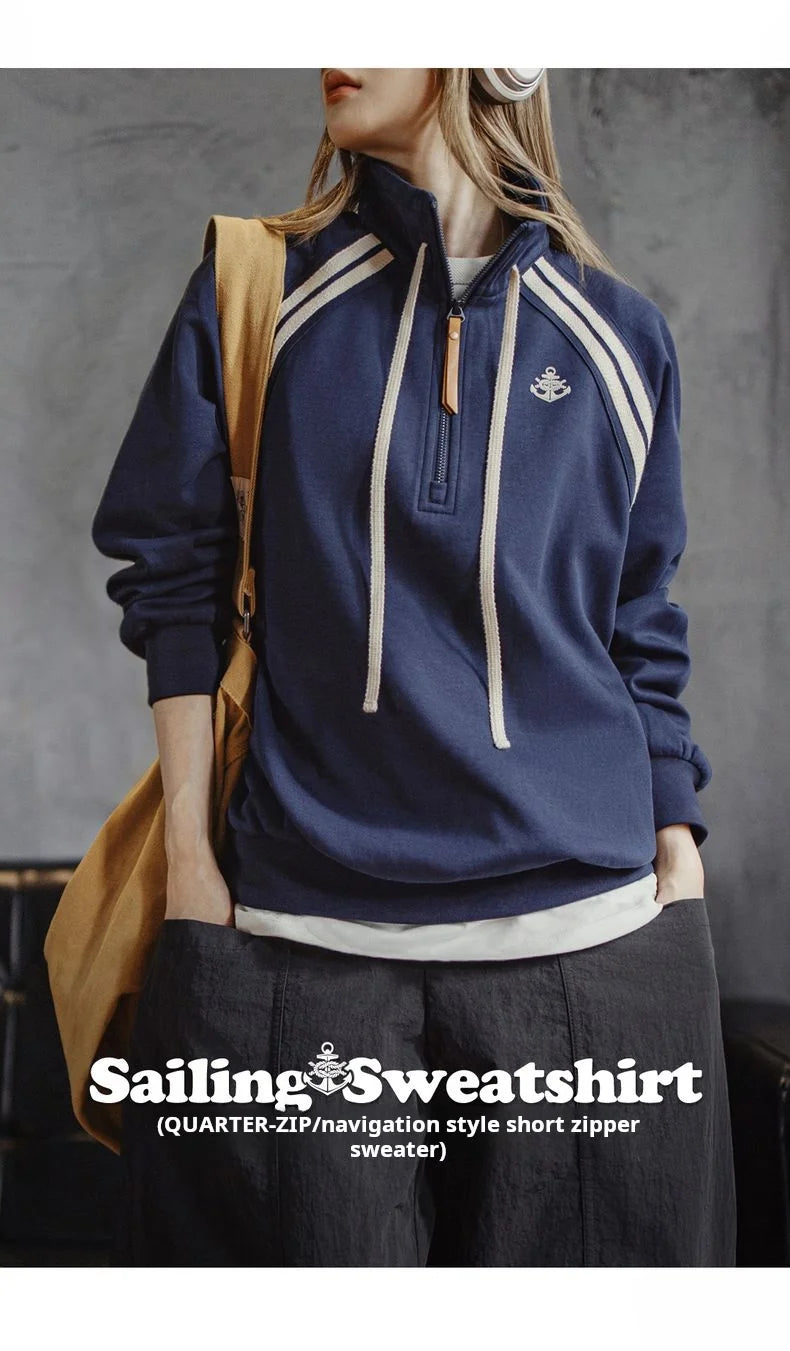 Women’s Vintage Half-Zip Cotton-Blend Sweatshirt