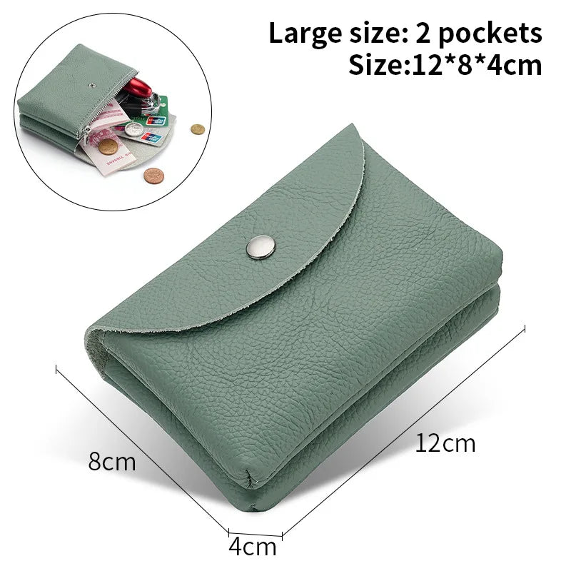 Custom Letters Fashion Women Short Wallet Genuine Leather Double Wallet Small Coin Purse Mini Credit Card Holder Key Storage Bag
