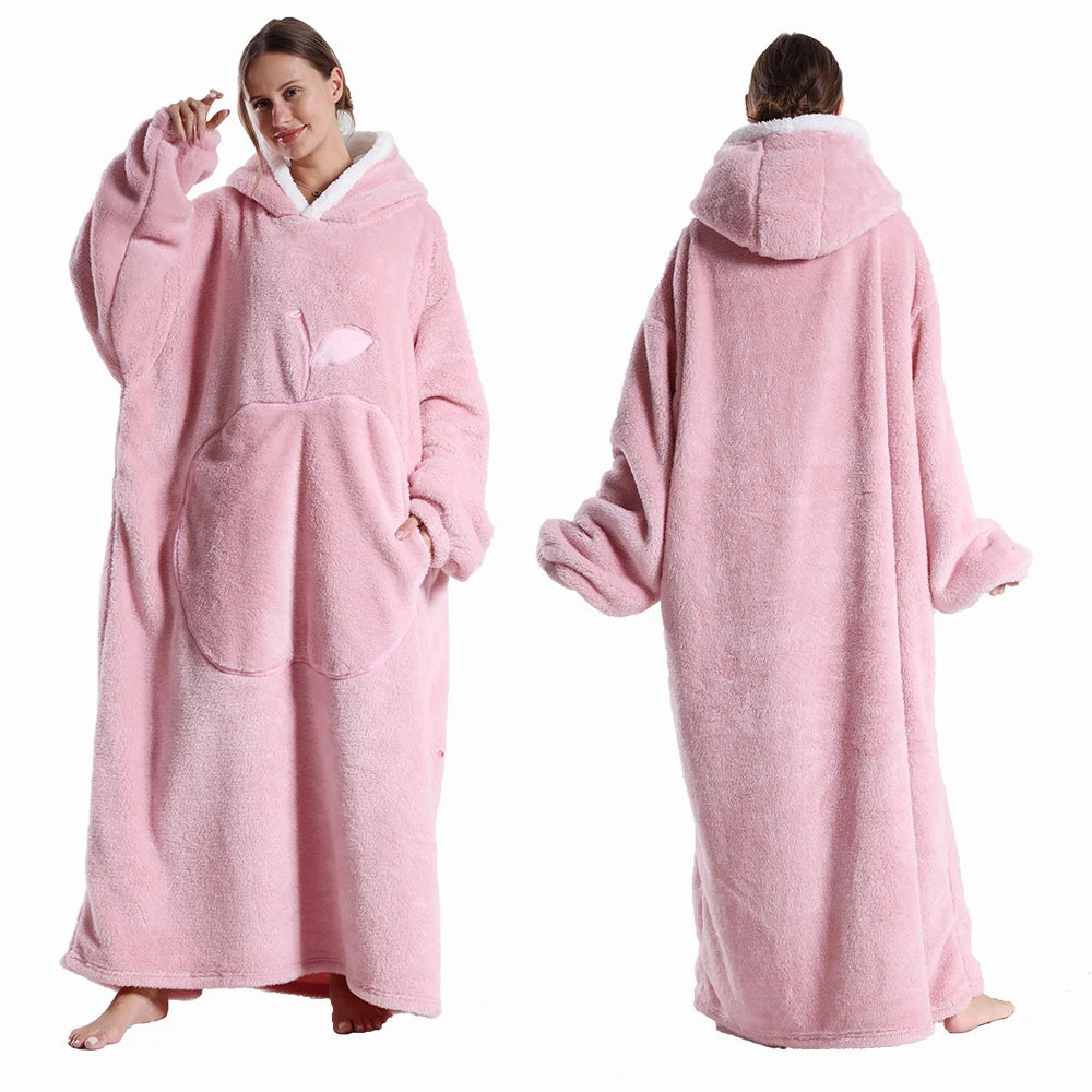 Extra Long Hooded Wearable Blanket
