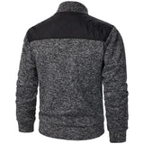 Men's Autumn/Winter Zip-Up Knit Jacket – Striped Check Stand Collar Sweater Coat