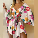Bohemian Floral V-Neck Mini Dress