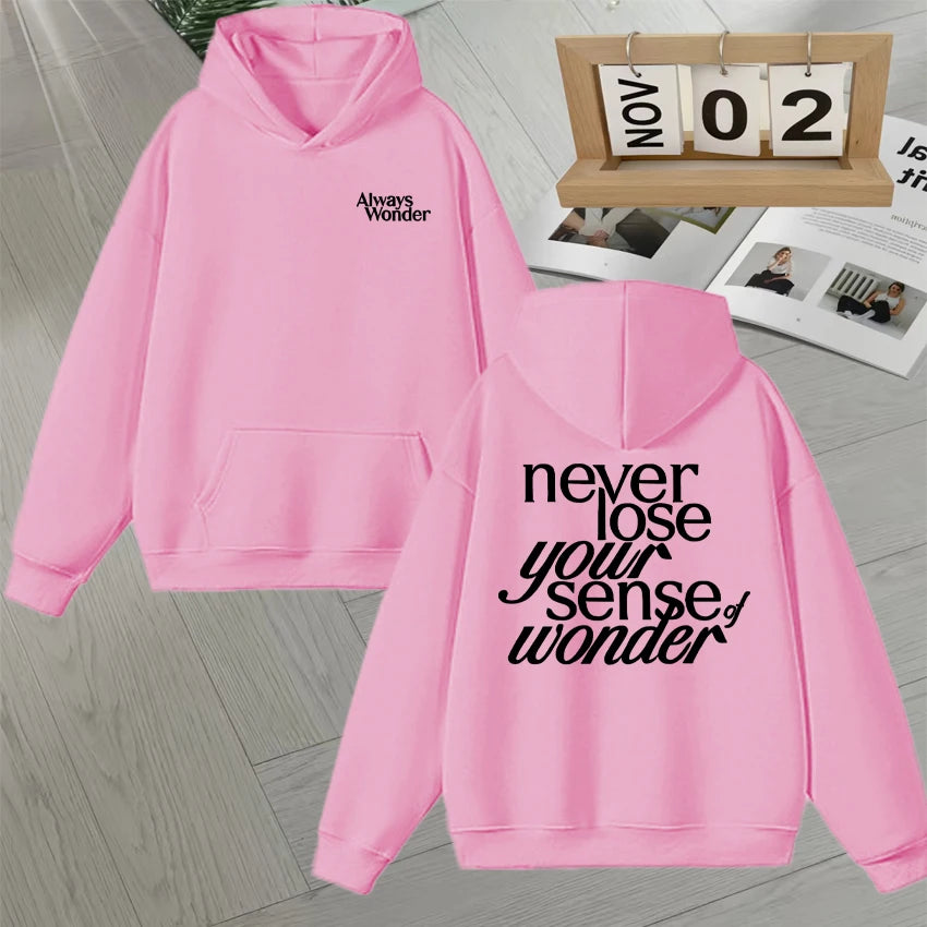 2025 Thai Drama The Secret of Us Autumn Winter Hoodie Always Wonder Letter Print Pullover Trendy Long sleeve Fleece Sweatshirts