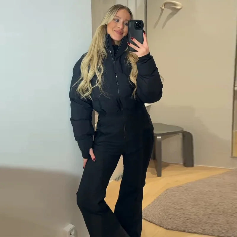 Women’s Faux Fur Hooded Ski Jumpsuit | Waterproof Winter Romper