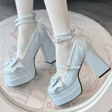 Women's Butterfly-Knot Mary Jane Platform Heels