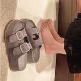 Bebealy Women Slippers With A Buckle Women's Shoes New Summer Casual Slippers Retro Trend Beach Slippers Round-headed Flip-Flops