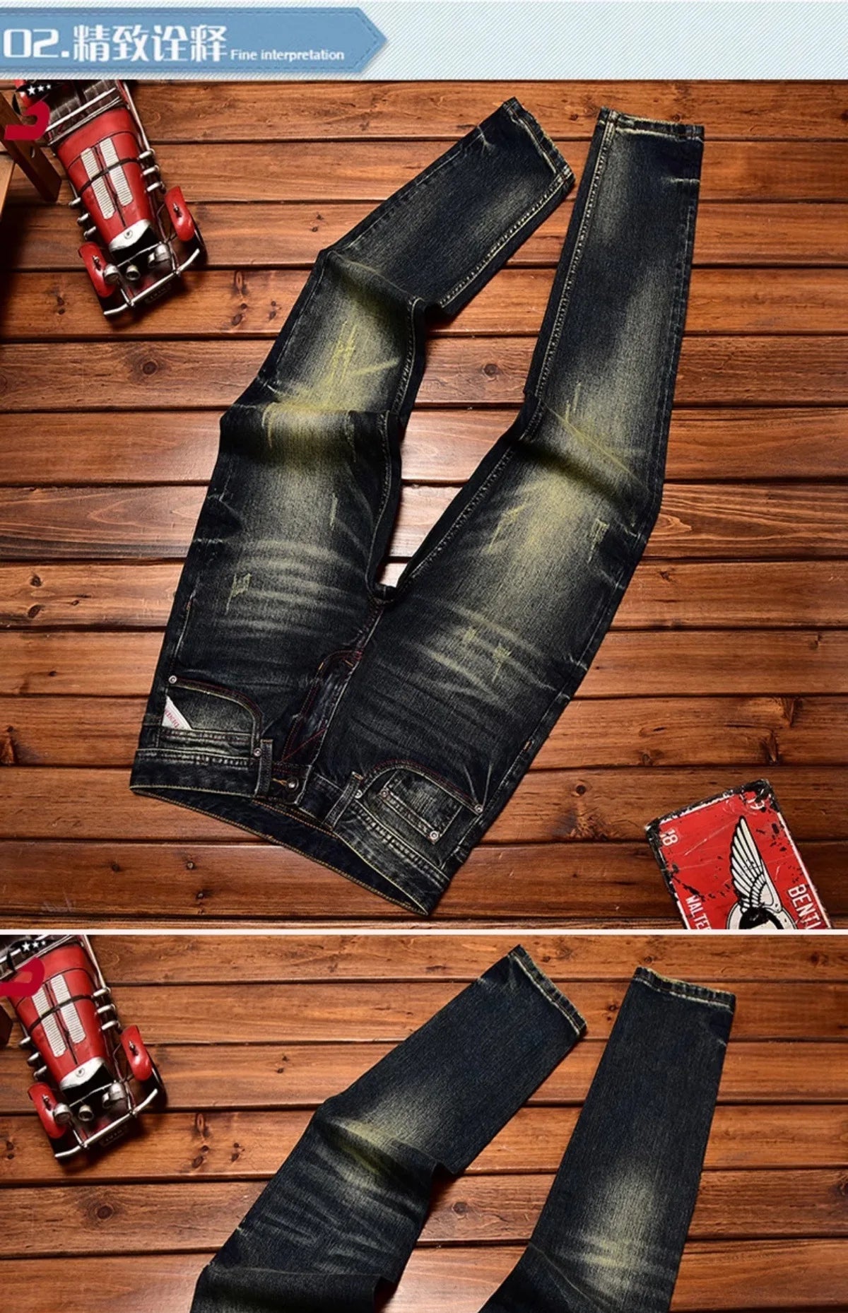 Men’s Vintage-Wash Slim-Fit Straight-Leg Jeans