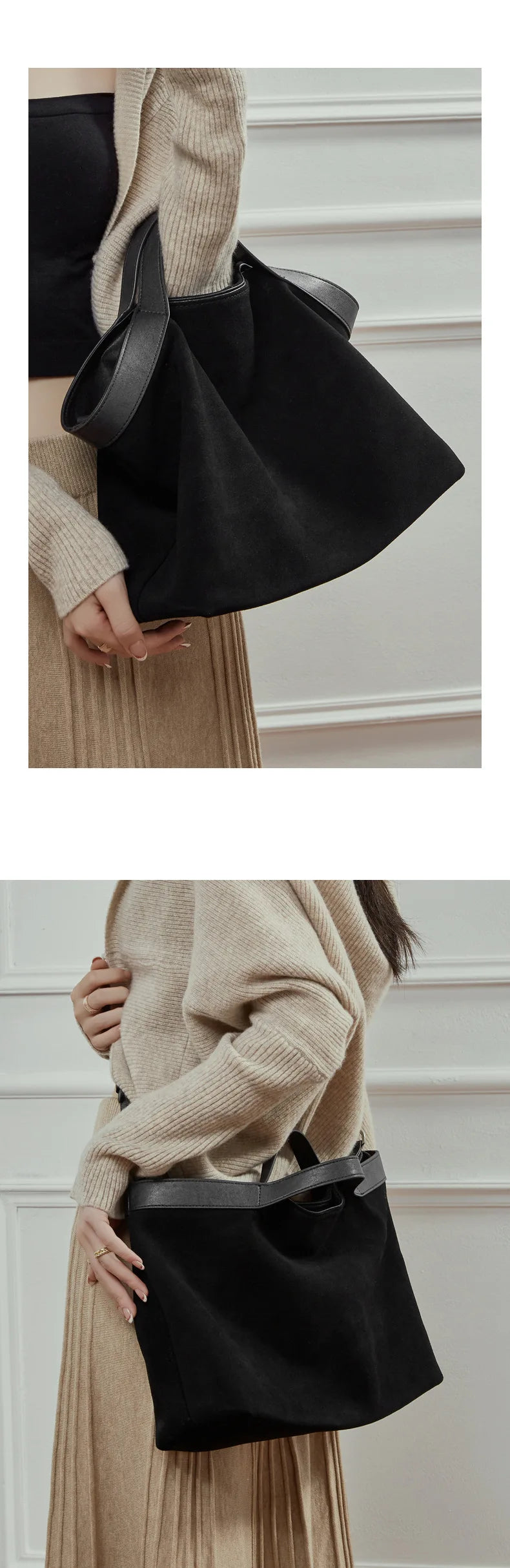 Women's Large Capacity Tote Bag 2025 New Vintage Suede Leather Spacious Crossbody Bag Commuting Versatile Trendy Premium Handbag
