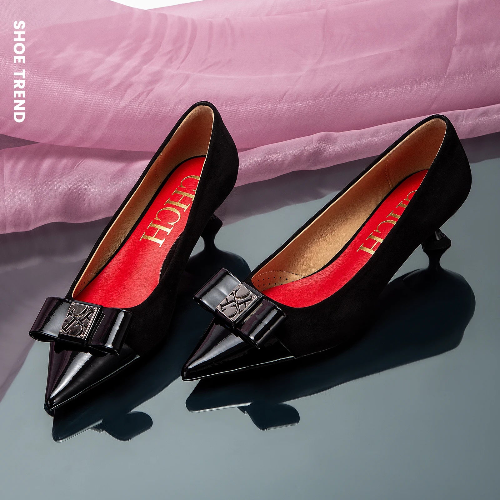 CHCH Women's Velvet Block Heel Pumps | Office & Evening